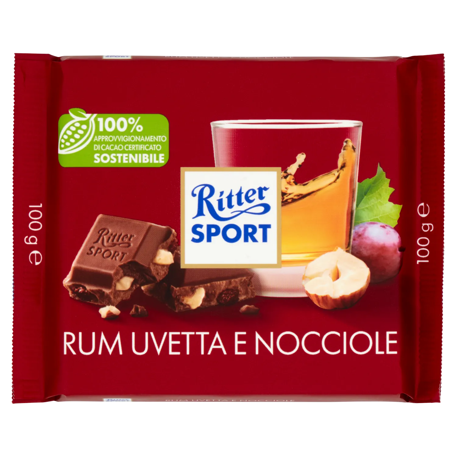 CIOCCOLATA RITTER UVA NOCCIOLE RUM 100 GR