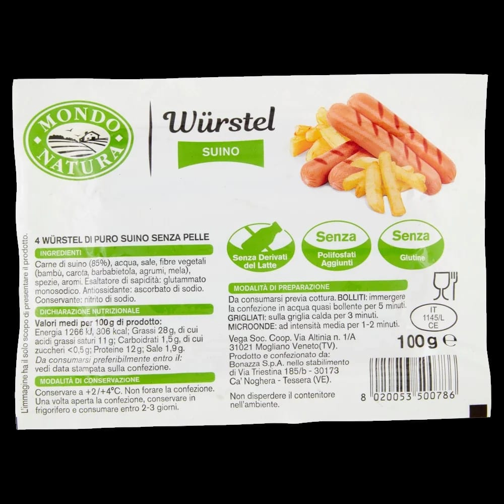 Mondo Natura Wurstel P S x 4 100 gr