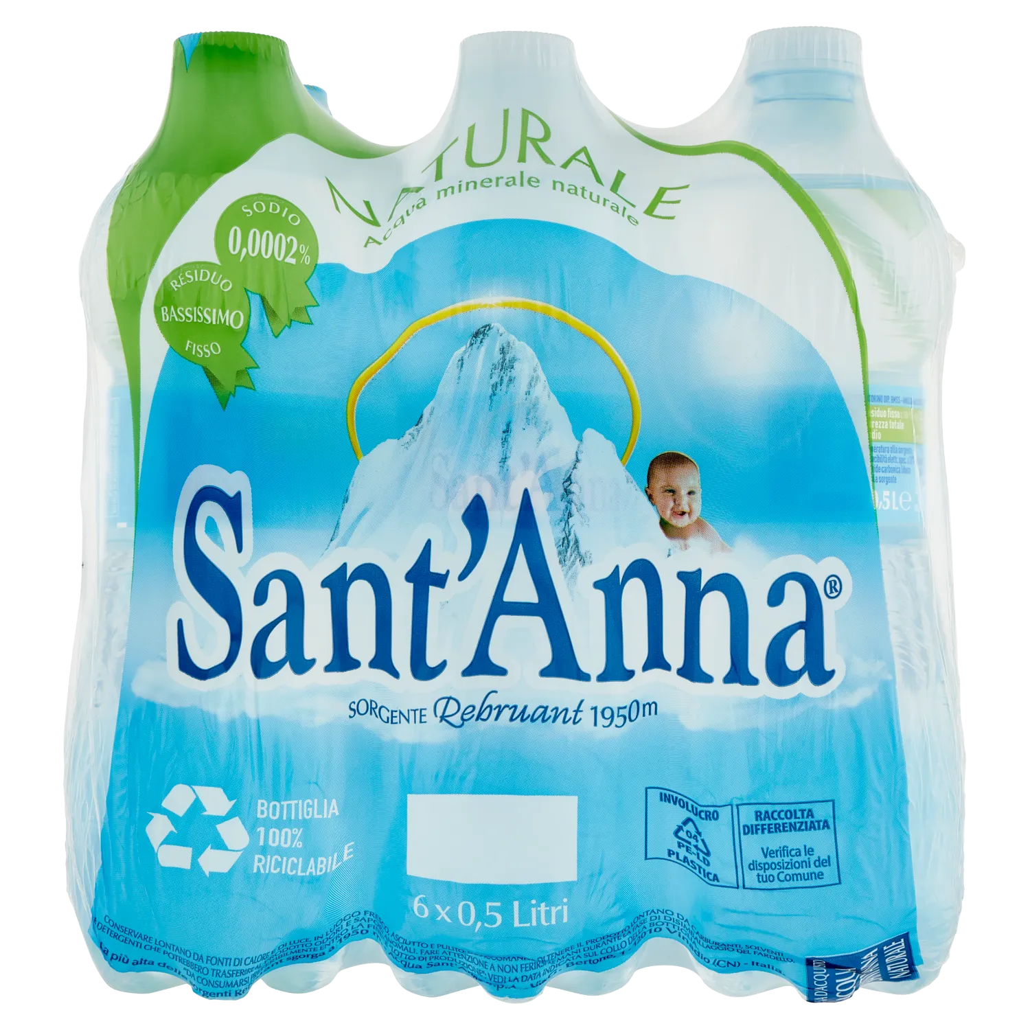 ACQUA SANT ANNA NATURALE 1 2 PET CLX 6 X 500 ML X6